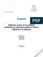 Exposé: Réflexion Autour de La Politique Criminelle de Répression Pénale Au Maroc (Débat Lié A La Réforme)