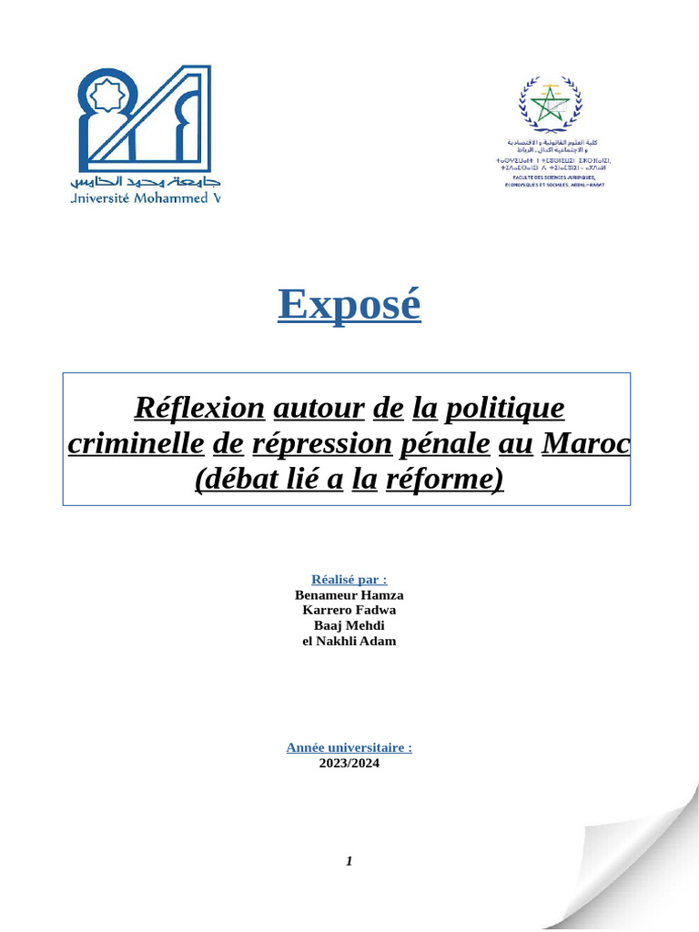 Réforme de la politique criminelle au Maroc | PDF | Prison | Crime et ...