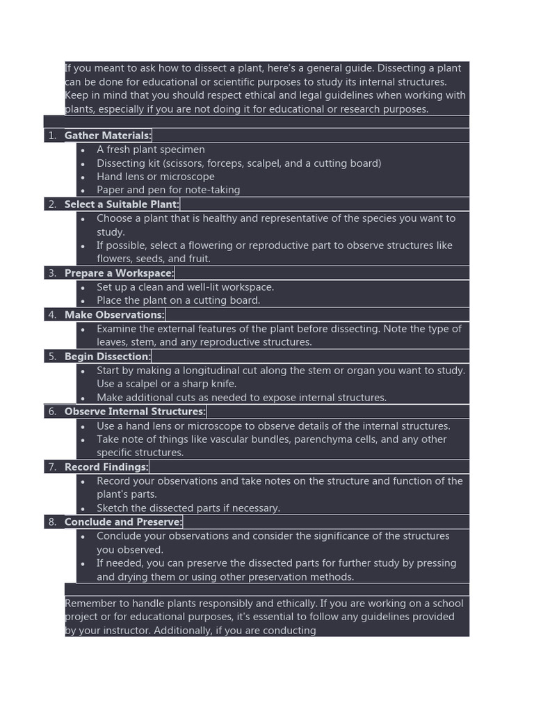 If You Meant To Ask How To Dissect A Plant | PDF
