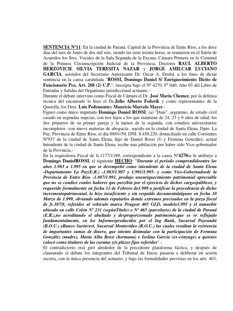 1 - Sentencia Condena Rossi | PDF | Uruguay | Bancos