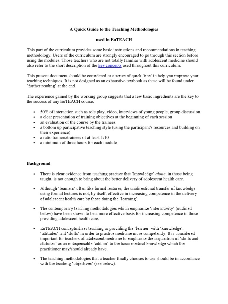 A quick guide to the teaching methodologies pdf lecture attitude