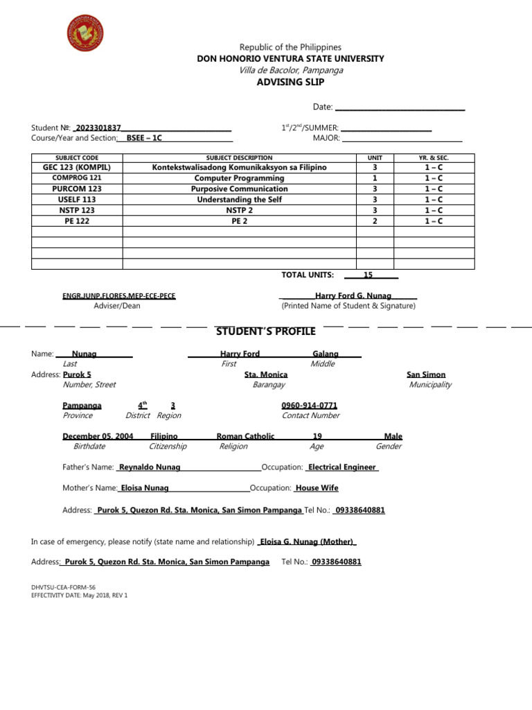 Advising Slip | PDF