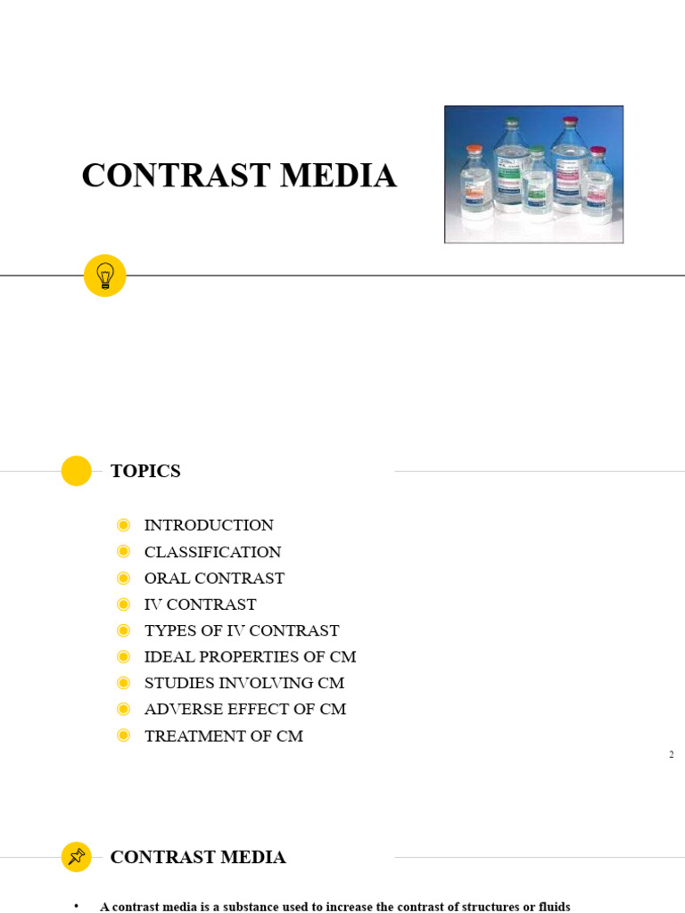 Overview of Contrast Media Types | PDF | Medical Specialties | Chemistry