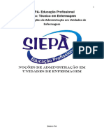 SIEPA-Educação Profissional Curso: Técnico em Enfermagem Módulo: Noções de Administração em Unidades de Enfermagem