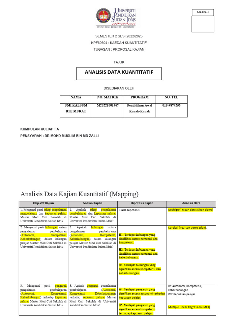 Analisis Data Kajian Kuantitatif M222 1 Pdf