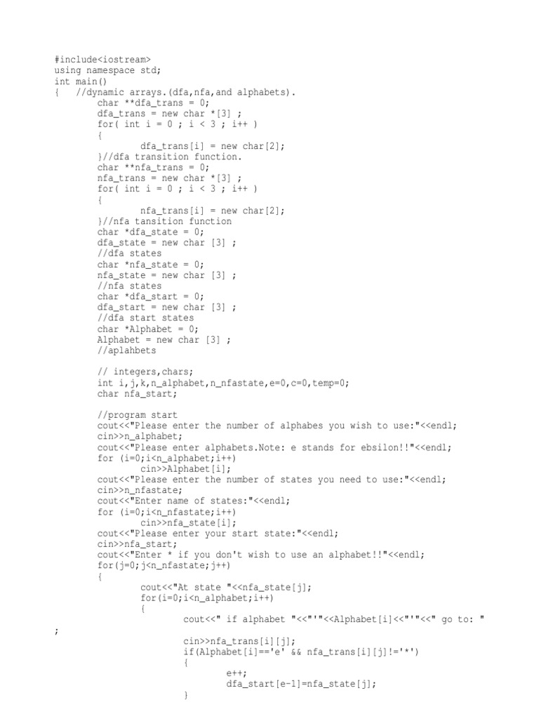 Nfa To Dfa In C Pdf