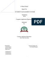 A Minor Project Report On University Management System Graduation BCA Computer Application Department Submitted To