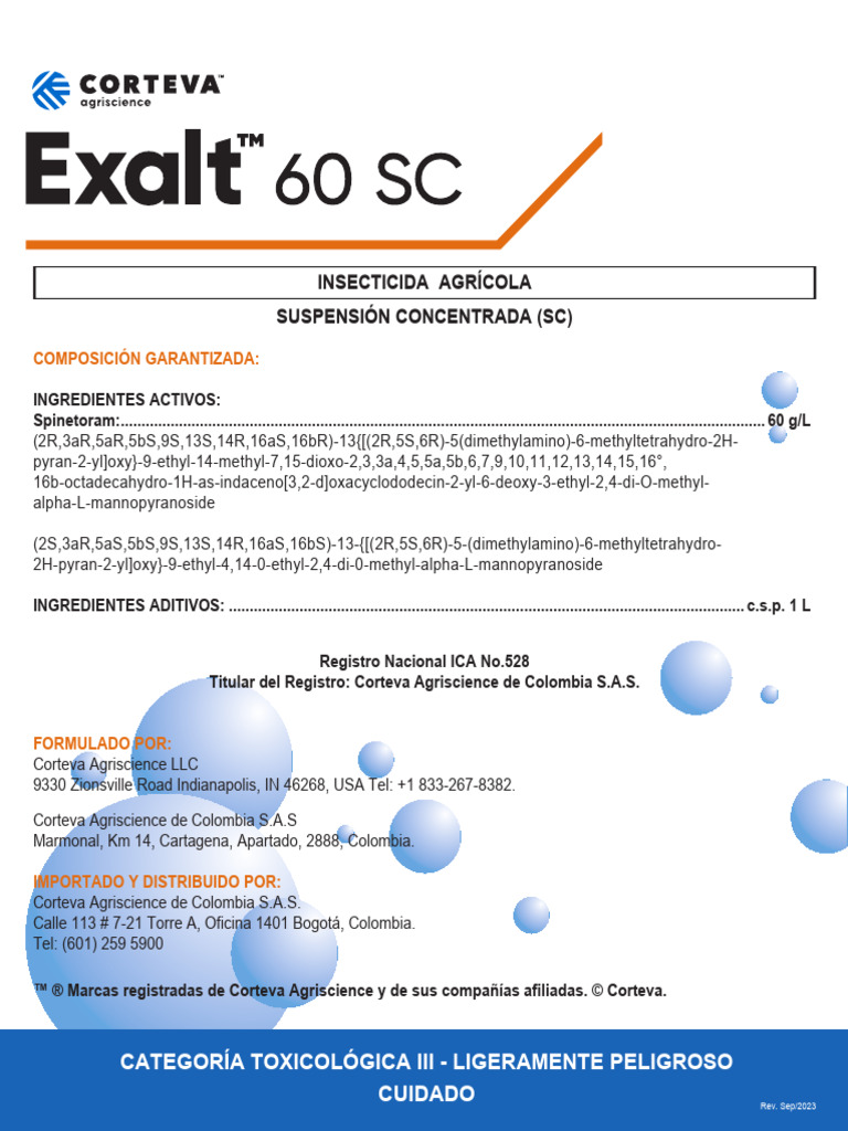 Exalt 60 SC - Col CTV - Etiqueta Web - Sep 14 2023 | PDF | Agua