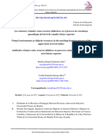 Los Entornos Virtuales Como Recursos Didácticos en El Proceso de Enseñanza Aprendizaje Del Nivel de Estudios Básico Superior