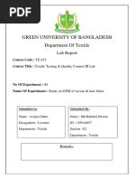 Green University of Bangladesh Department of Textile: Lab Report