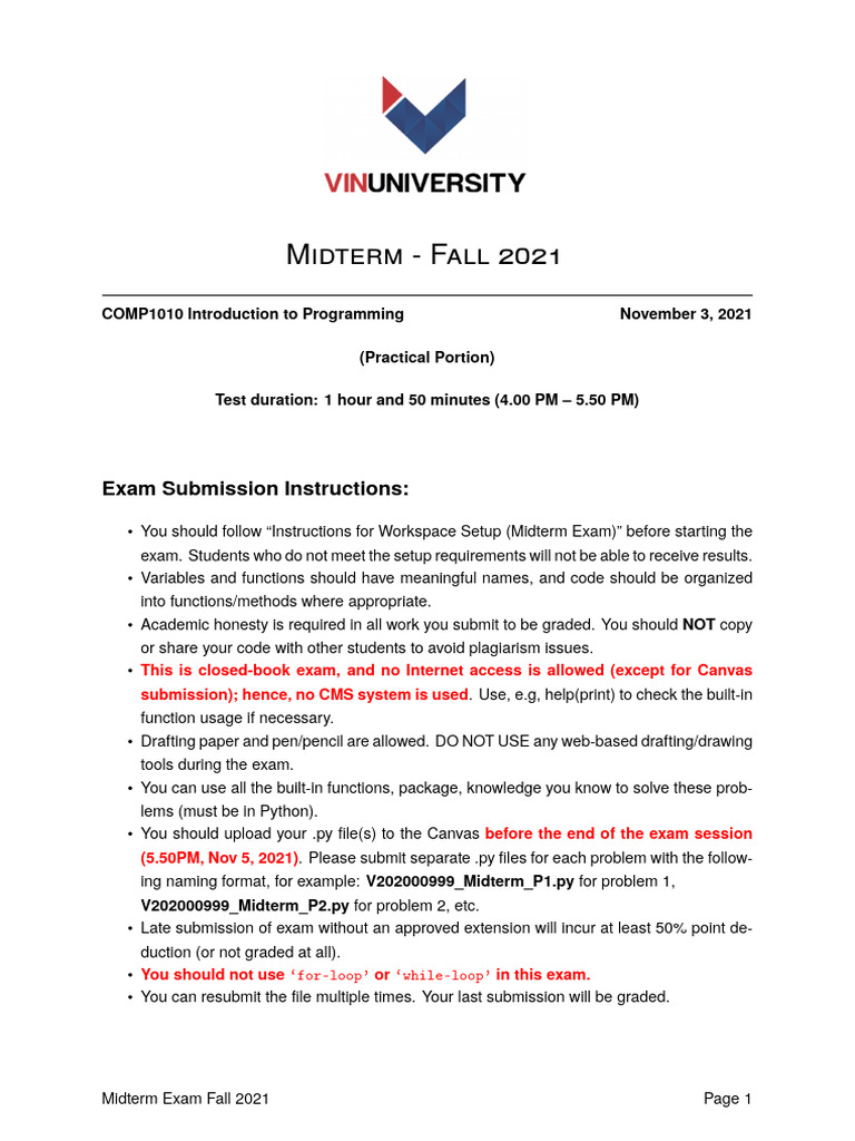 COMP1010 2021 Midterm Practical-1 | PDF | Parameter (Computer ...