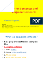 Run-On Sentences, Fragment Sentences Grade 4