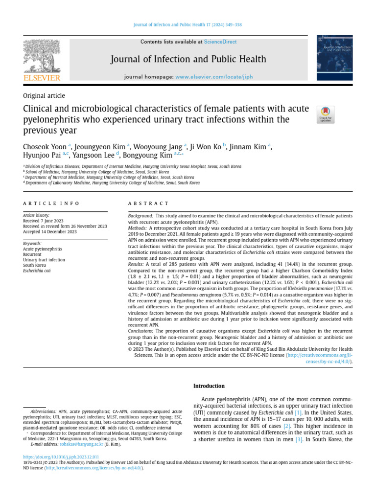 Clinical and Microbiological Characteristics of Female Pa 2024