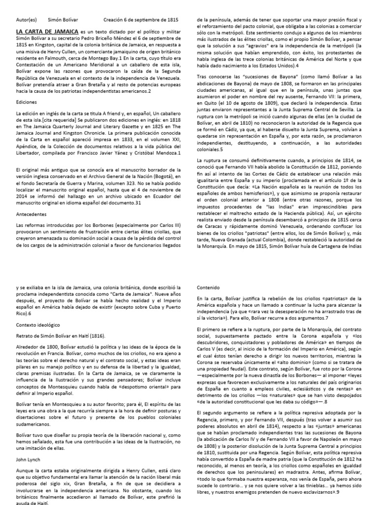 Carta de Jamaica PDF