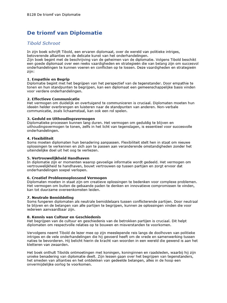 De Triomf Van Diplomatie PDF