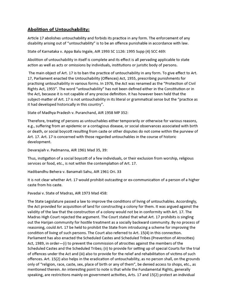 Abolition of Untouchability | PDF | Dalit | Judiciaries