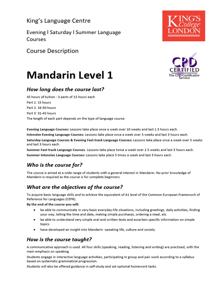 Beginner Mandarin Evening Courses | PDF | Linguistic Typology ...