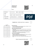 Generic Examination Paper Cover Sheet