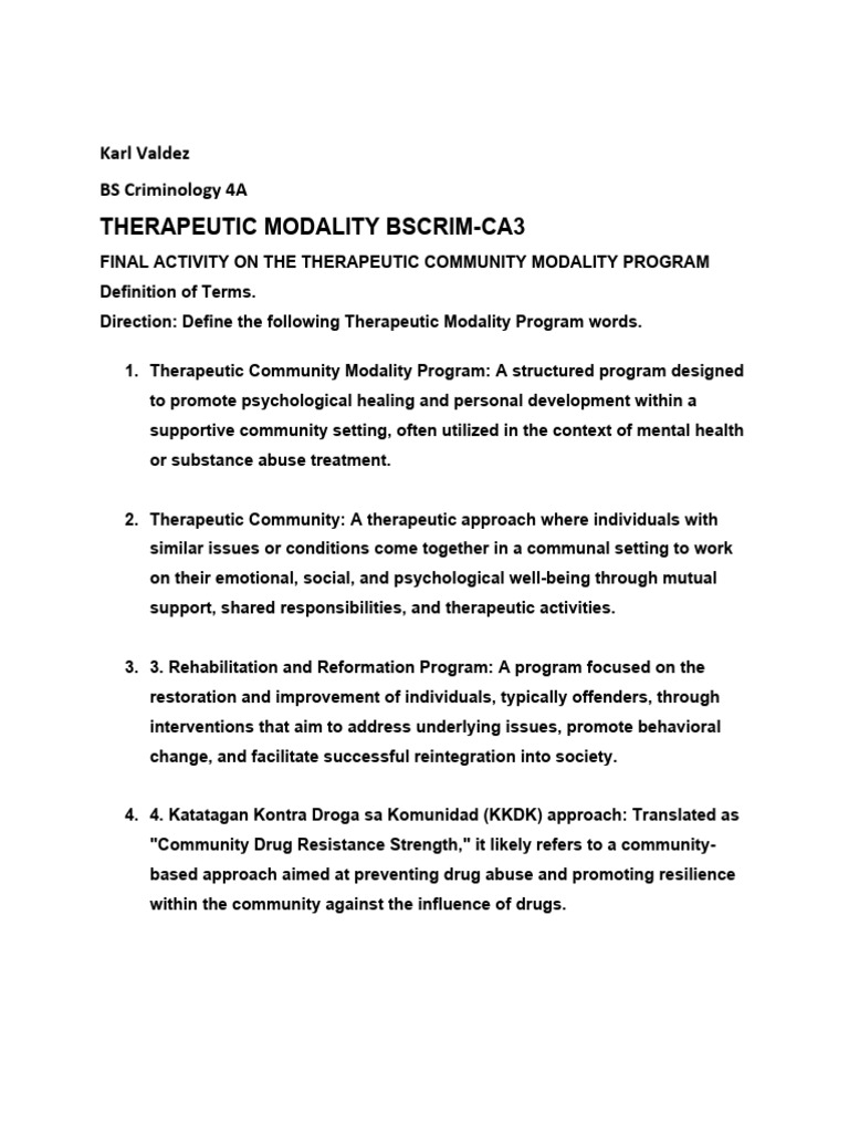 Therapeutic Community Modality Overview | PDF | Psychotherapy ...
