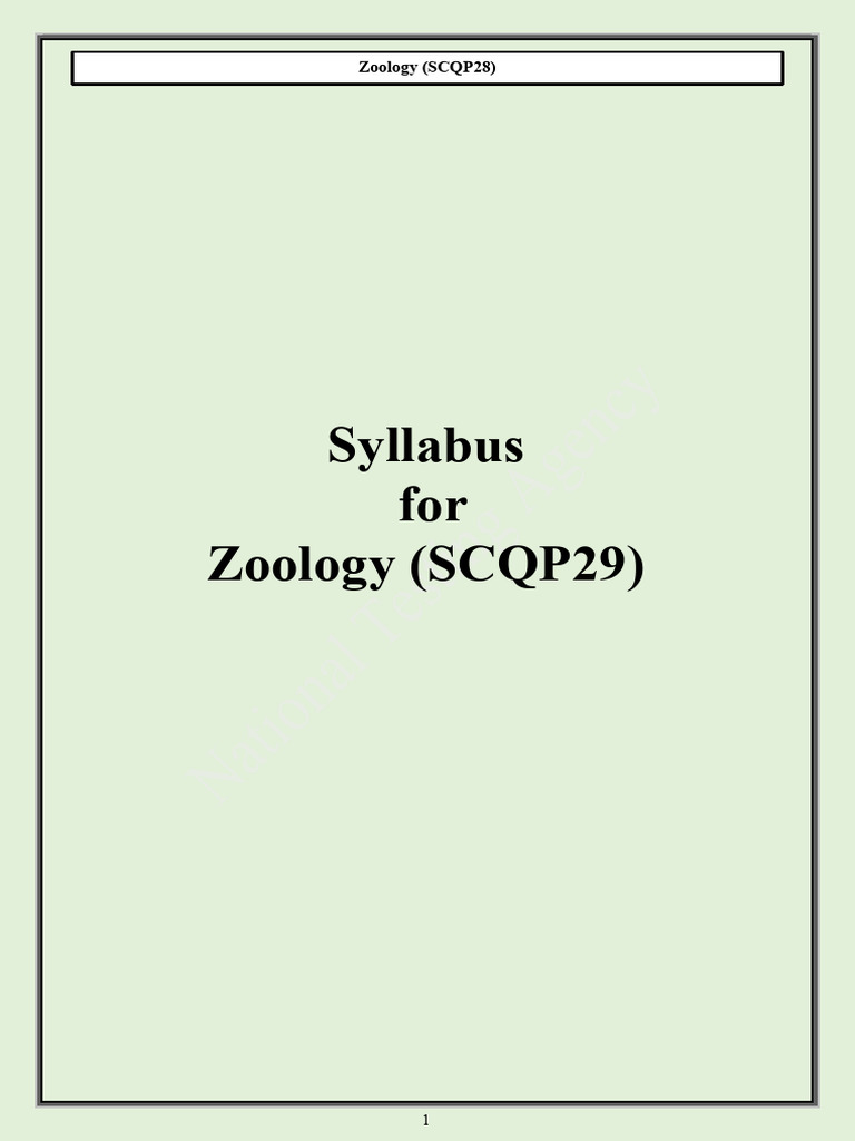 CUET PG Zoology Syllabus SCQP28 | PDF