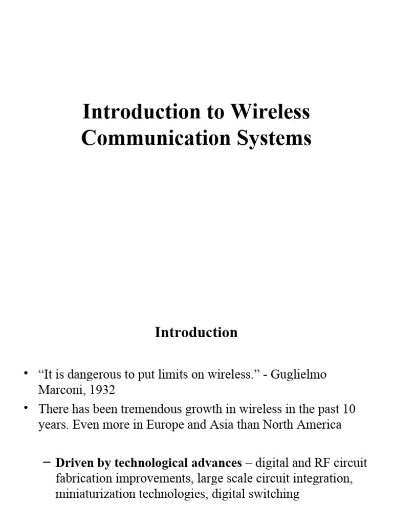 Introduction To Wireless Communication Systems PDF Wireless