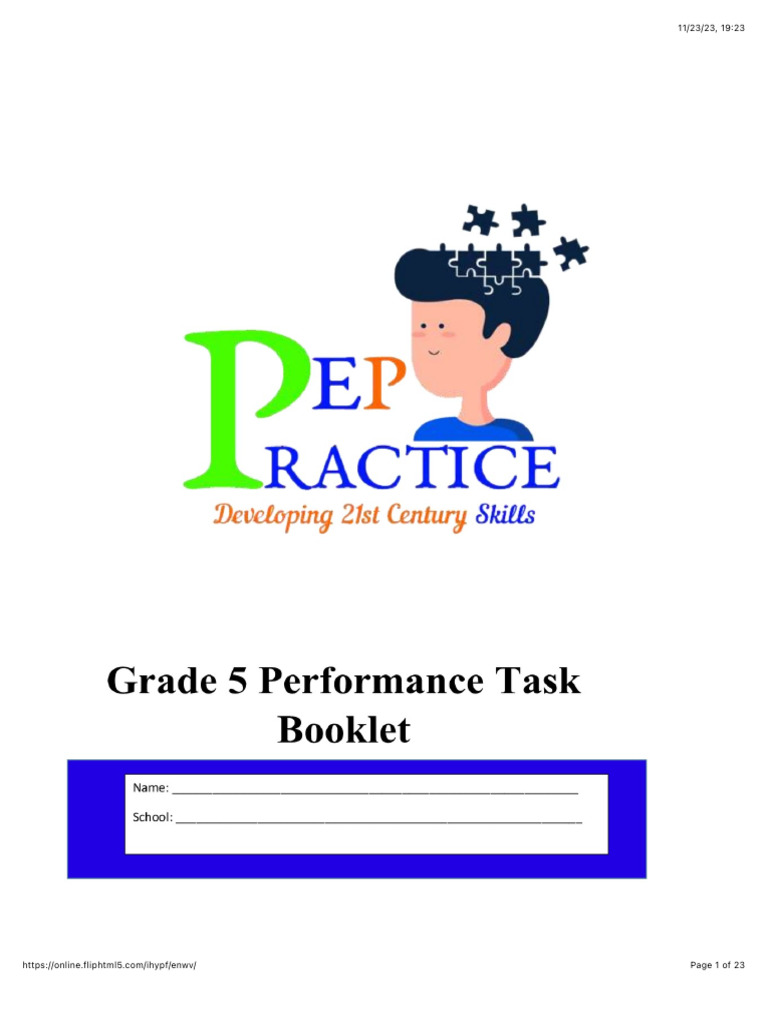 Google classroom grade 5 pep practice performance task booklet pages