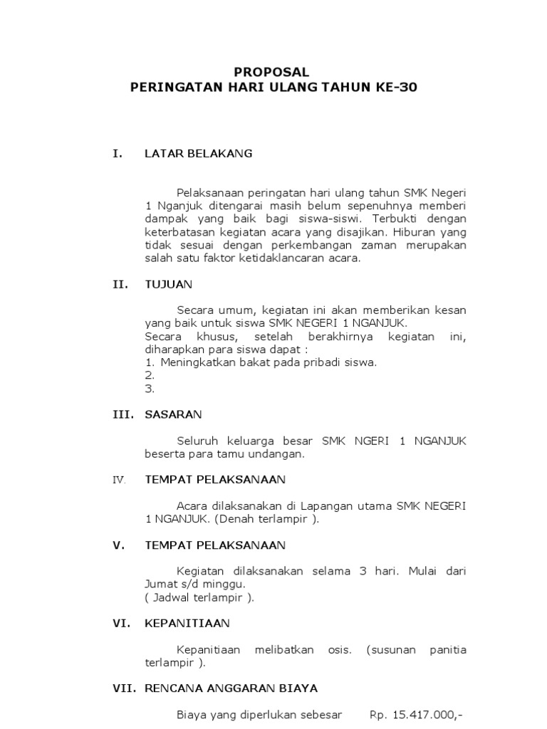 Contoh proposal kegiatan sekolah