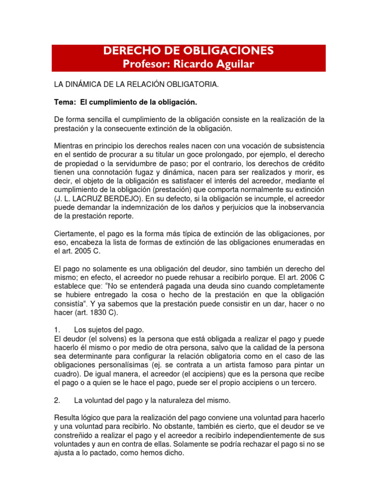 Cumplimiento y Extinción de Obligaciones | PDF | Pagos | Subrogación