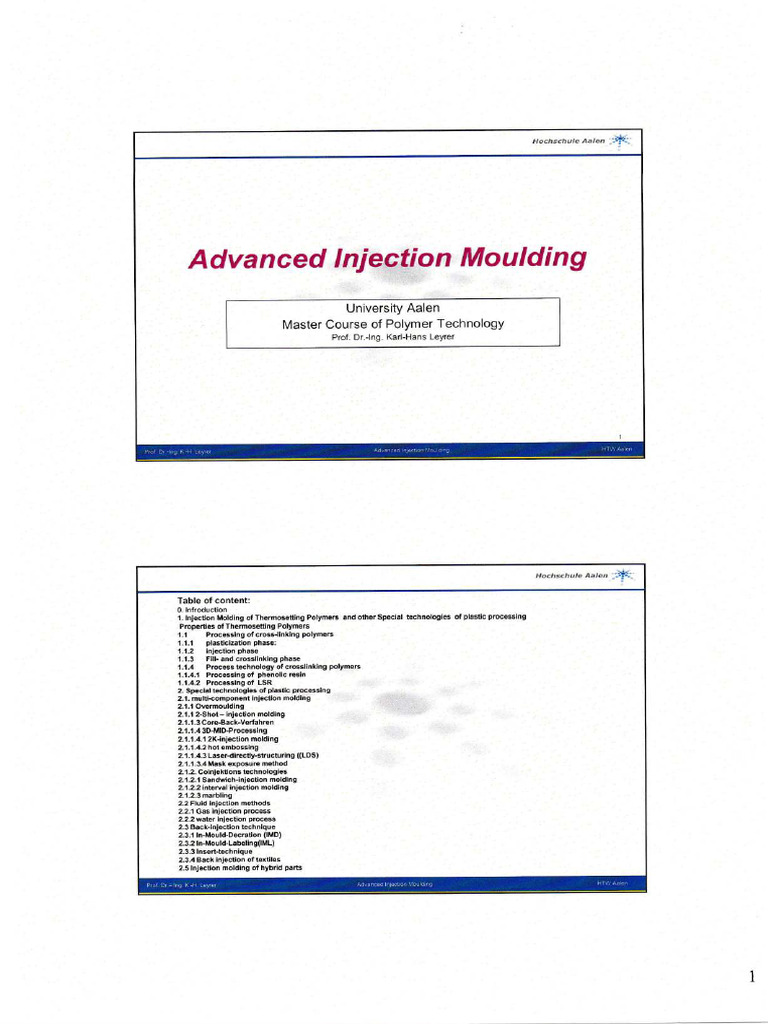Advanced Injection Molding Techniques | PDF | Cross Link | Secondary ...