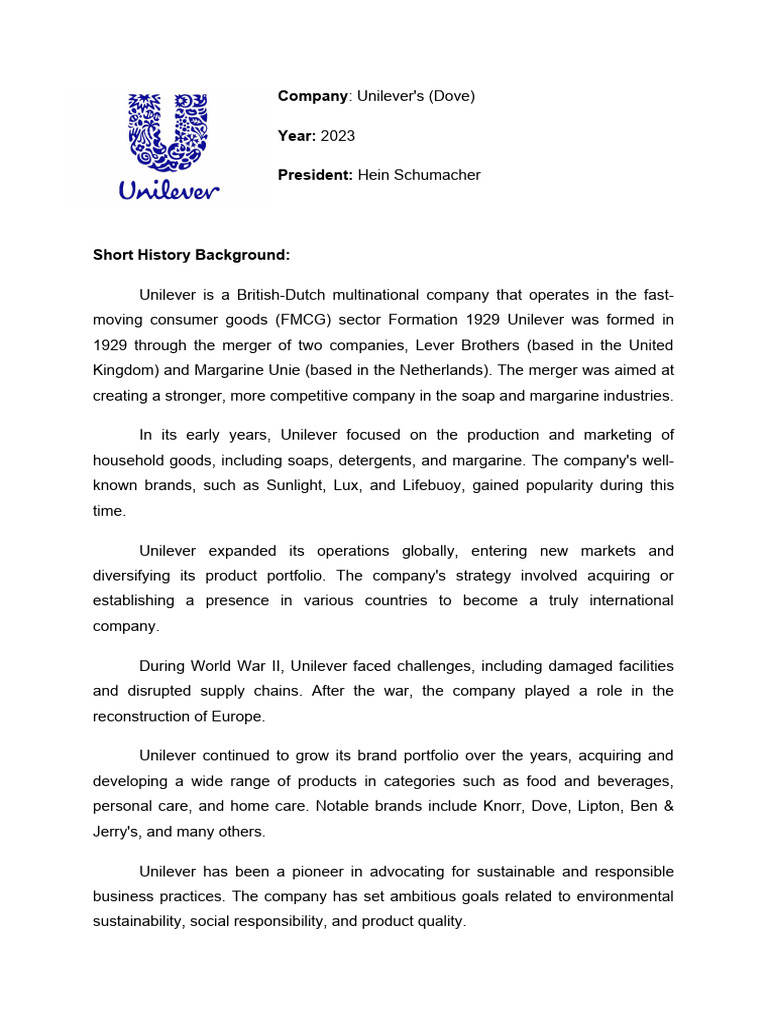 Unilever Case Study PDF Unilever Business