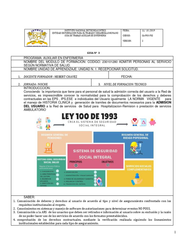 Guia Admitir Al Usuario 2023 | PDF | Historial médico | Trabajo Social