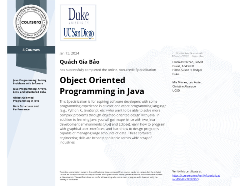 Coursera Java Programming Specialization | PDF | Object Oriented ...