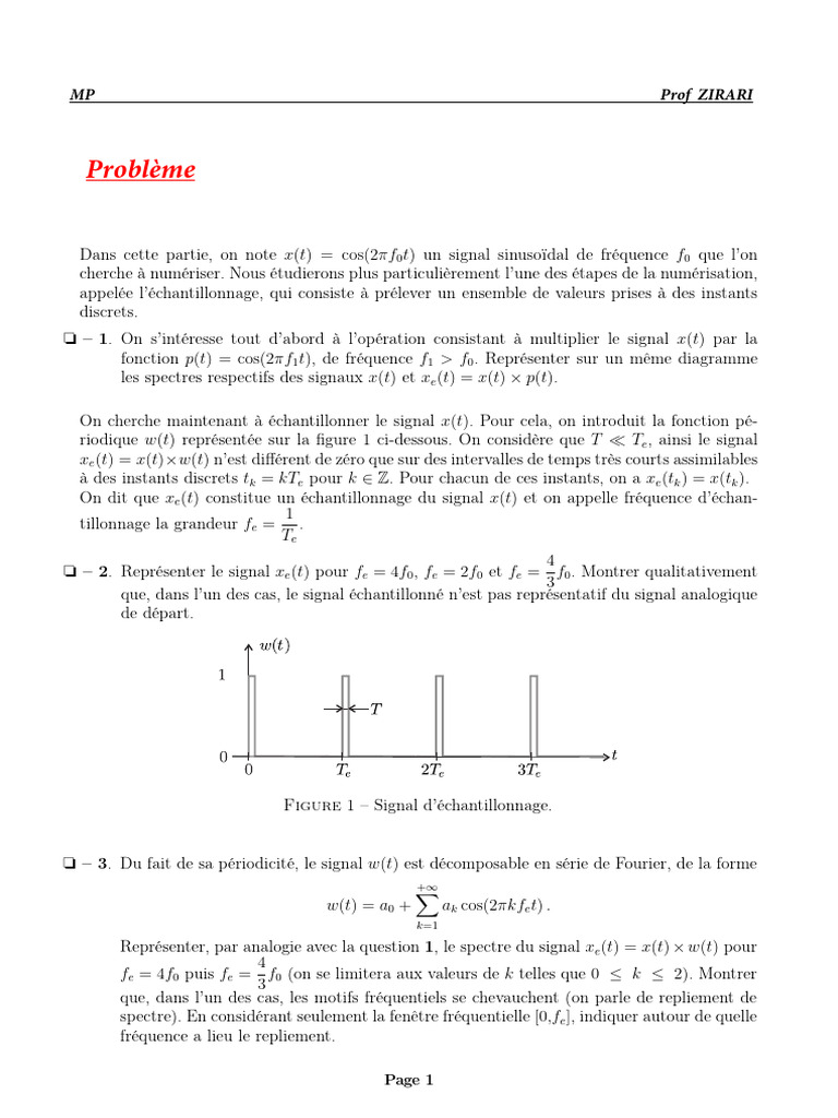 Échantillonnage et Critère de Nyquist PDF Échantillonnage (signal — free download