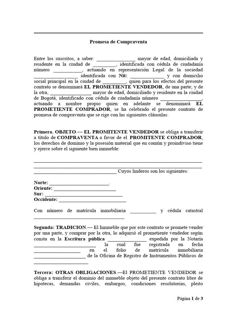 Promesa - de - Compraventa MODELO | PDF | Ley común