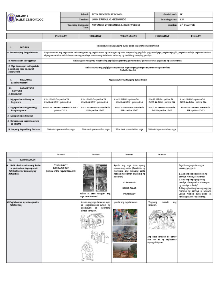DLL Esp-4 Q2 W5 | PDF