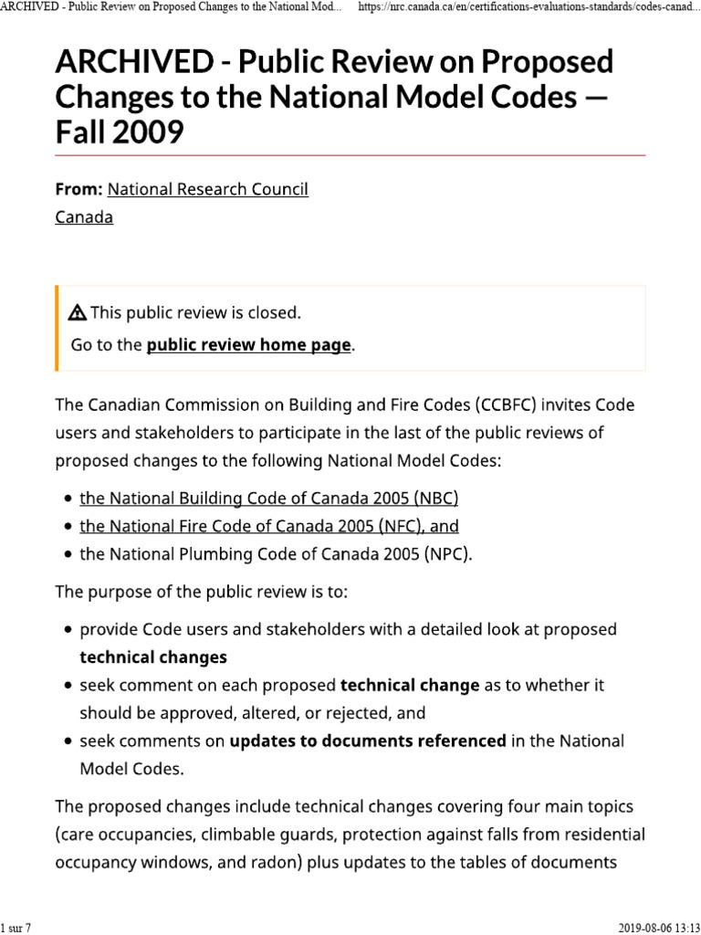 Public Review On Proposed Changes To The National Model Codes - Fall ...