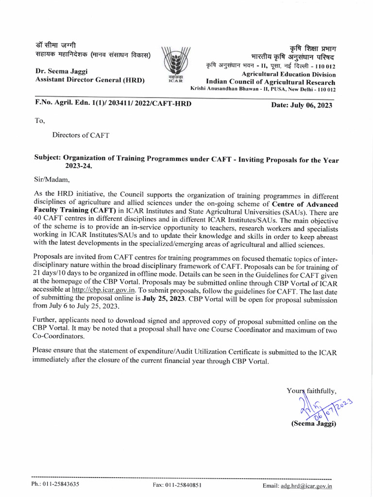 Organization of Training Programmes Under CAFT 6 63771468 | PDF