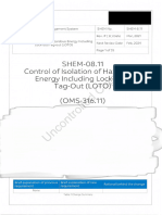 SHEM-08.11 Control of Isolation of Hazardous Energy Including Lock-Out Tag-Out 28LOTO29