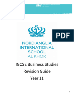 Term 1 - Year 11 IGCSE Business Studies Mock 1 Topic List and Revision