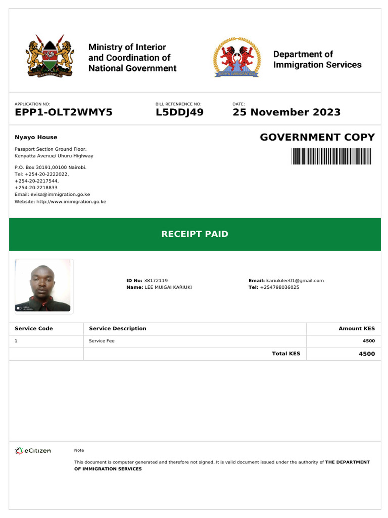 Epp1-Olt2wmy5-Immigration Receipt | PDF | International Law ...