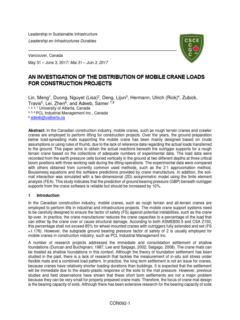 Mobile Crane Load Distribution Study | PDF | Crane (Machine) | Finite ...