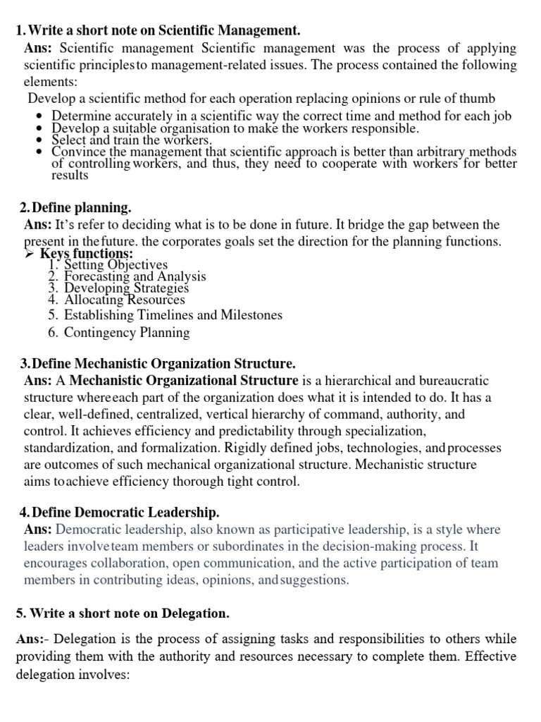 Key Concepts in Management and Leadership | PDF | Computer Network ...