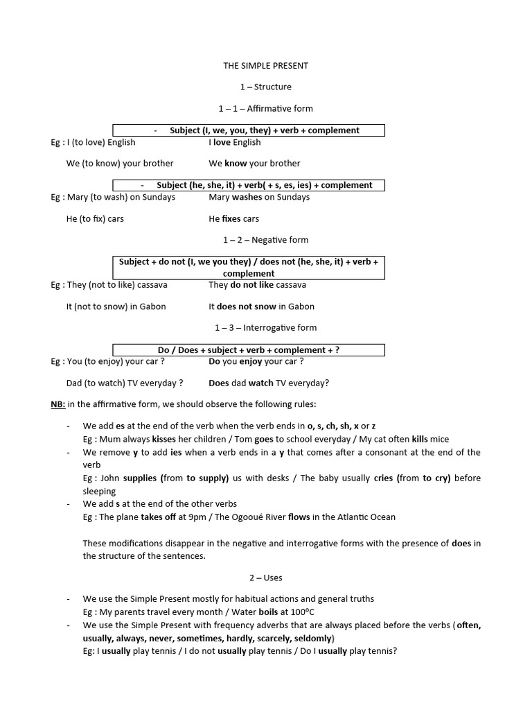 Simple Present and Present Continuous | PDF | Human Communication ...