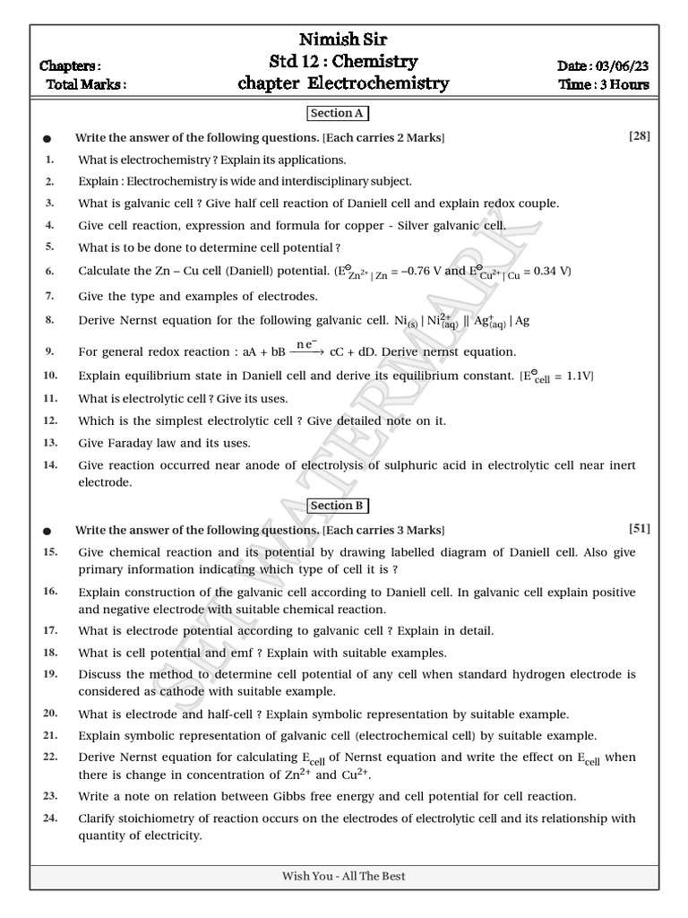 Chapterelectrochemistry - D03 Jun 2023 | PDF | Electrochemistry ...