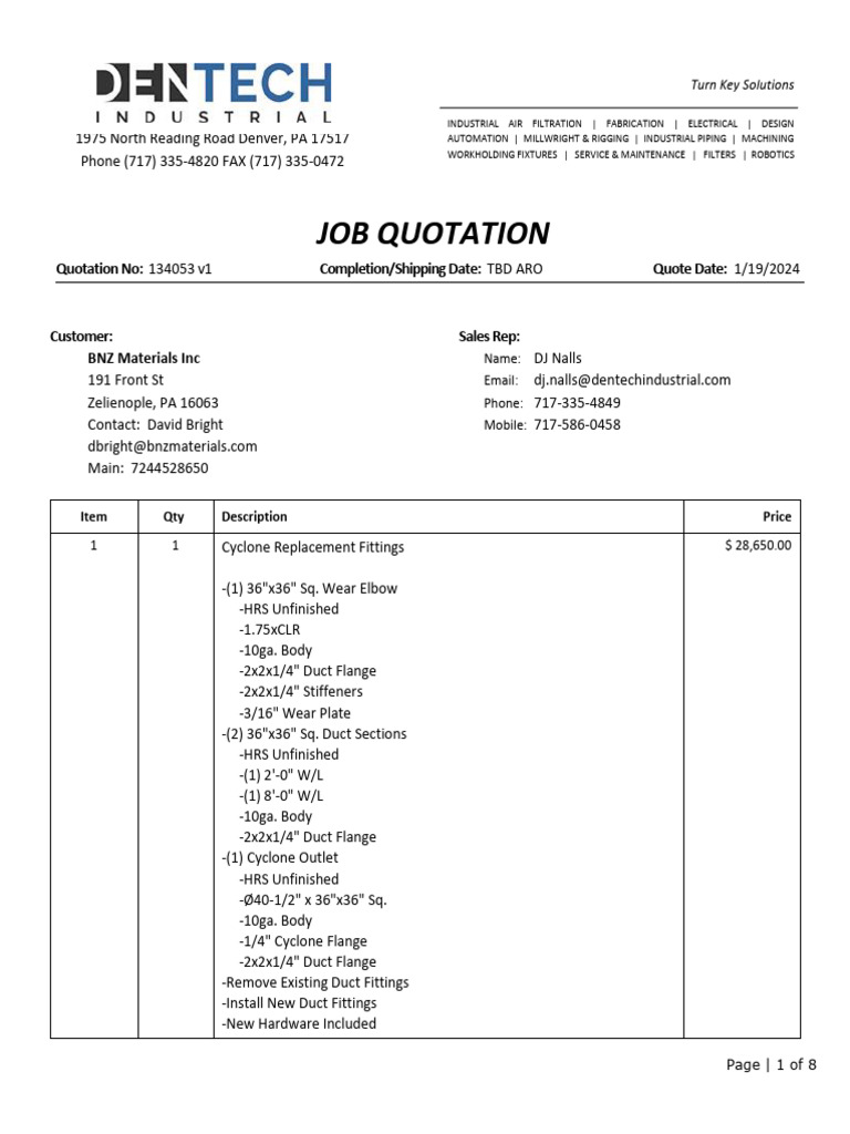 BNZ Materials Besly Cyclone 134053v1 PDF Indemnity Implied Warranty