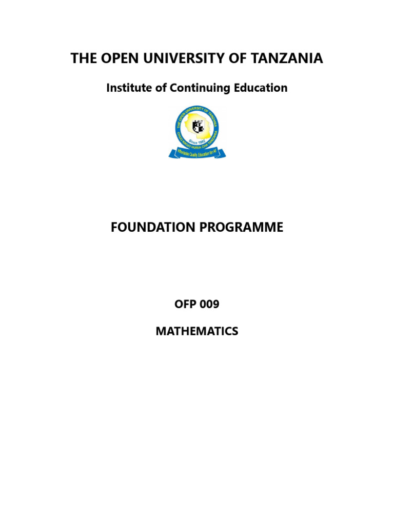 OFP 009 Mathematics | PDF | Set (Mathematics) | Numbers