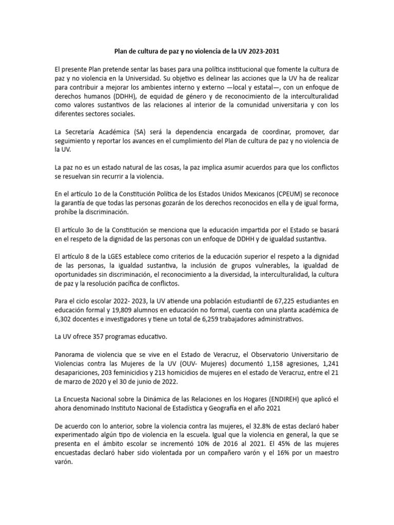 Plan - de - Cultura - de - Paz - y - No - Violencia - de - La - UV ...