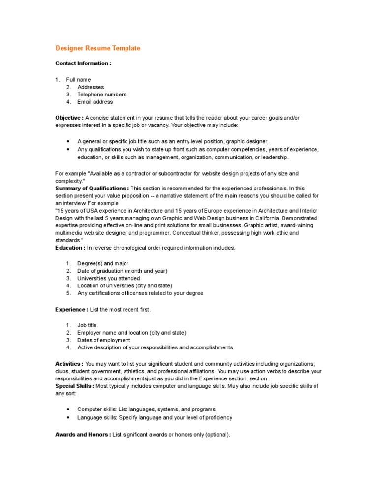 Designer Resume | RÃ©sumÃ© | Web Design