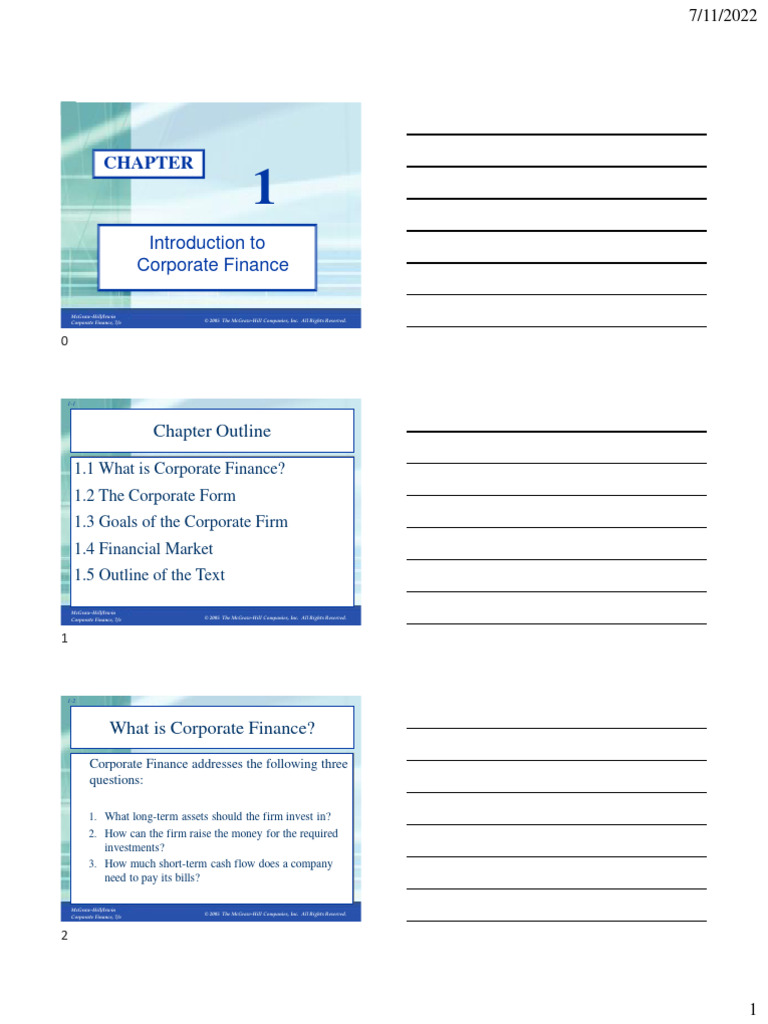 Introduction to Corporate Finance Concepts | PDF | Financial Markets ...