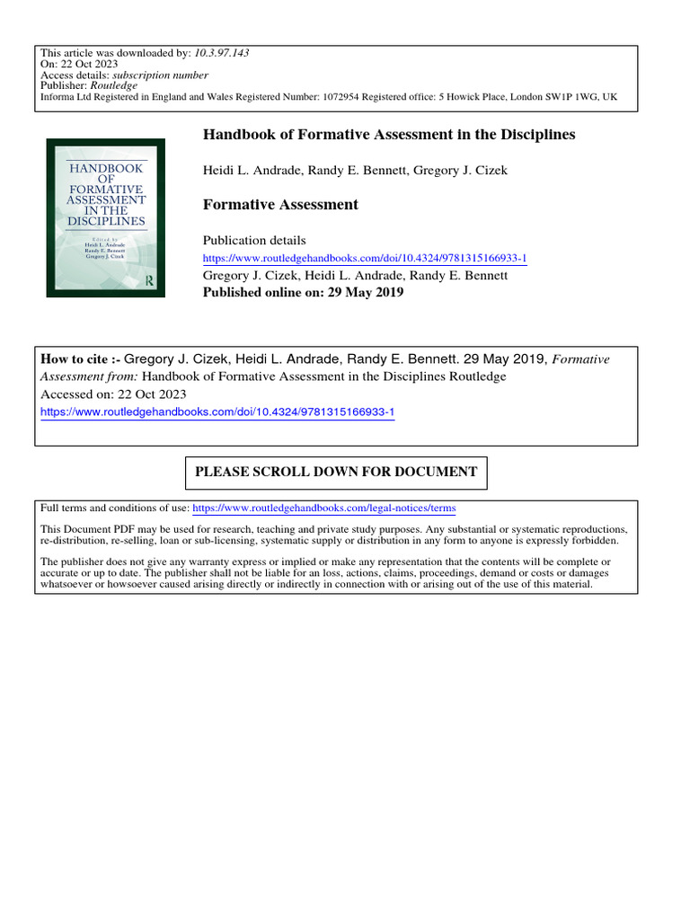 Handbook of Formative Assessment Insights | PDF | Educational ...